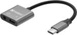 Sandberg USB 2.0 Type C USB 2.0 Type C + Jack Átalakító Fekete 10cm 136-67 (136-67)