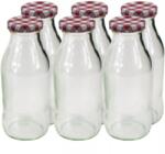 Gastro üveg palack gyümölcsléhez, 250 ml, díszes kupakkal, kockás mintával, 6 db