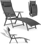 MultiGarden Napozóágy, MultiGarden ZRL020, szürke, 180 x 94, 5 x 64 cm, összecsukható, fejpárnával, fémvázas kialakítás, 4 állítható pozícióval, teherbírás: 120 kg (TF3839)