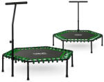 Neo-Sport Fitnesz trambulin, Neo-Sport, fekete/zöld, átmérő: 127 cm, hatszögletű, magasság: 30 cm, állítható kapaszkodó, acél váz, 6 + 1 láb, 100 kg teherbírás, 42 db gumi (TE1103)