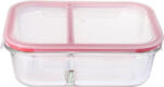 MagicHome Tárolódoboz, MagicHome, átlátszó, 1, 5 l, 22, 5 x 17 x 7, 5 cm, rekeszes, szilikon tömítés, üveg tál, műanyag fedél (TC8011120)