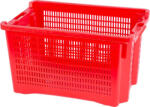 Ics Gyümölcstartó láda, Ics M401000, piros, 40 literes, 56 × 35 × 31 cm, perforált falú, műanyag, egymásra rakható (TC254419)