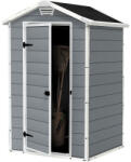 Keter Kerti ház, Keter Manor 4 x 3, 128 x 94 x 196 cm, szürke/fehér, UV-, víz- és hóálló, szellőzőpaneles, zárható, fémmel megerősített (TC2171366)