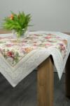 Takoy Față de masă gri deschis și roz 100x100 cm tip goblen, decorată cu model floral țesut Fata de masa