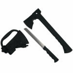 Depox Topor Survivor DEPOX®, Futuristic Survival, otel inoxidabil, negru, 35.5 cm, teaca inclusa (1004)