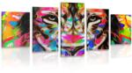 Dovido Tablou 5-piese cap de leu colorat - 150x75