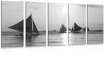 Dovido Tablou 5-piese apus de soare frumos la mare în design alb-negru - 200x100