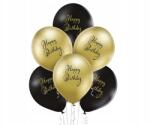 Belbal Lufik Belbal Happy Birthday 12" fekete-arany 6 db Lufik születésnapra