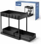 s-shop Organizator sub Chiuveta S-Eye cu Cos Glisant, 2 Niveluri, Raft Depozitare Baie si Bucatarie, Negru Raft