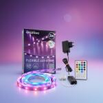s-shop Banda LED 3m Grundig RGB + Alb Reglabil, 270 LED-uri SMD 5050, 600lm, 12 Culori, 4 Moduri, Functie Muzica, Telecomanda si Adaptor 12V Incluse