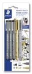 STAEDTLER Fineliner пигментна писалка черен + сребърен и златен (3+2) (308 SBK3P3)