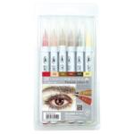 ZIG Clean Color Четка Писец Комплект с 6 бр. Портретни цветове II (RB-6000AT/6VE)