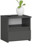 Akord Furniture Factory Noptiera gri grafit cu 1 sertar si raft, PAL laminat 16 mm, 40x35x40 cm (AK-52851832)