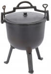 Brius Ceaun vanatoresc din fonta, cu capac si picioare pentru gatit in aer liber, 11 litri, 35x48 cm, negru (BBQ-3727) Ceaun