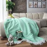 Kotonia Home Cuvertura Old Fashion pentru pat dublu, dimensiunea 220x240 cm, 100% bumbac, zig-zag, verde kiwi cu franjuri - 26 (004761)