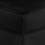 Kotonia Home Husa de pat cu elastic Kotonia Home Deco, 100% bumbac, Damasc Saten, dimensiune dungi 1 cm, Negru, 160x200+20 cm (004372-160)