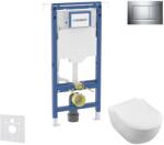 Geberit Duofix - Előfali szerelő készlet, WC és ülőke készlet Villeroy Boch, Sigma20 nyomógomb, DirectFlush, SoftClose, CeramicPlus, fényes króm/matt króm SANI11CK1102 (SANI11CK1102)
