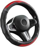 Autolife Carbon Design, valódi bõr kormányvédõ, 38 cm, fekete-piros, DW-5408R (5408R)
