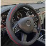 Autolife Műbõr kormányvédõ, 38 cm, fekete-piros (2394BR) (2394BR)
