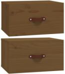 vidaXL 2 db mézbarna falra szerelhető éjjeliszekrény 40 x 29, 5 x 22 cm 7.65 kg (820993VidaXL)