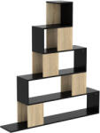 HOMCOM Etajeră de depozitare, bibliotecă geometrică cu 5 niveluri, pentru birou, living, dormitor, negru și lemn natural | Aosom Romania (838-641V00BK) Raft