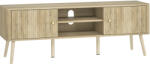 HomCom Comodă TV, mobilier pentru televizor până la 165, 1 cm cu 2 uși, 2 compartimente deschise, poliță reglabilă, 140x35x49cm, stejar | Aosom Romania (83B-506V00AK)