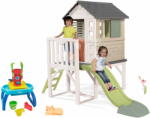 Smoby Căsuță pe piloni și nisipar măsuță House On Stilts Life Smoby extensibilă cu toboga de 1, 5 m cu jet de apă (SM810802-30) Casuta pentru copii