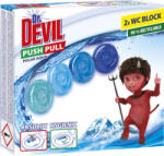 Dr. Devil WC Push Pull Gel Polar Aqua WC-tisztító blokk kosár nélkül, 2 x 20 g
