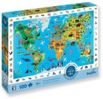 Sentosphère SENTOSPHERE Puzzle pentru copii Caută și găsește Harta mondială a animalelor 100 de piese (SNT7501) Puzzle