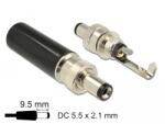 Delock DC csatlakozó apa 5, 5 x 2, 1 mm dugómérettel és 9, 5 mm hosszal