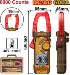 INGCO Multimetru Clampmetru DC AC 600A Industrial 6000 Puncte (DCM66002)