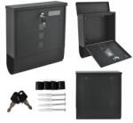 ModernHOME Postaláda, ModernHome HPB2210-GS, antracit, 30, 5 x 33, 5 x 9, 6 cm, horganyzott acél, újságtartóval, betekintő ablakok, falra és kerítésre szerelhető, 2 kulccsal, szerelőkészlettel (TF1054)