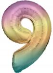Amscan Színes Pastel Rainbow óriás szám fólia lufi 9-es, 83 cm