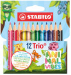 STABILO Trio Thick Short Színesceruza Készlet 12 Darab/Készlet Animal Vibes (S2051205)
