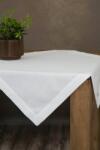 Takoy Față de masă albă 85x85 cm, cu țesătură tip pânză BIANCA 1 îmbogățită cu fir lucios și finisată cu bordură dublă la margini Fata de masa