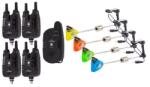 EAST SHARK Set 4 senzori cu statie, cu snagbar fix si Set 4 swingere, cu iluminare color penar protectie Semnalizator pescuit