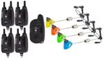 EAST SHARK Set 4 senzori cu statie, cu snagbar fix si Set 4 swingere, cu iluminare color Semnalizator pescuit