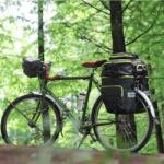 Be-active Túratáska 3az1ben kerékpárhoz többfunkciós vízálló 65l fekete-zöld (TT2 torba turystyczna rowerowa 65L)