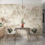 Art Gift Decor Фототапет Японски пейзаж с мост и пагоди в бежово