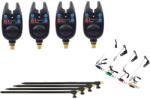  Set 4 Avertizori Digitali Hakuyo + 4 Swingeri Iluminare Cu Tija + 4 Tije Otelite (14239) Semnalizator pescuit