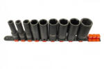 KROFtools Set capete chei tubulare impact lungi, 1/2" , 10-27 mm, 9 piese (1236) (K-1236) Cheie tubulara