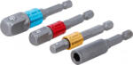 BGS technic Set adaptoare pentru maşini de găurit | colorate | antrenare 6 colțuri exterior 6, 3 mm (1/4") | 6, 3 mm (1/4"), 10 mm (3/8"), 12, 5 mm (1/2"), hexagon interior 6, 3 mm (1/4") | 4 piese (BGS 20814 (20 Cleste
