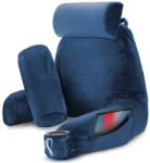 Linomag Perna pentru Citit cu Cotiere, Suport pentru Cap/Gat Detasabil & Suport pentru Picioare, Linomag®, 2 x Buzunare Laterale, Albastru, 91.5x75cm (pca)