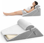 Linomag Husa de Schimb pentru Set 3 Perne Ortopedice Reglabile Linomag®, Forma de Pana 10 in 1, Fete de Perna Detasabile si Lavabile, Alb/Gri Plumb (fppo3b)