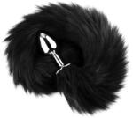 Fox Tail Plug anal cu coadă de vulpe, Fox Tail Black XL, oțel inoxidabil, 45 cm (64-00098F-1)