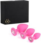 Jewellery Set pluguri anale Jewellery Silicone Pink, silicon roz, 3 dimensiuni, cristal rose (64-00238F)