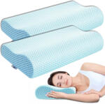 Linomag Set 2 Perne Ortopedice din Spuma cu Memorie, Linomag®, Design Ergonomic pentru Suport Cervical, Relaxare si Aliniere a Coloanei, Ideala pentru Durerea de Gat și Spate, pentru Dormitul Lateral, Spate s