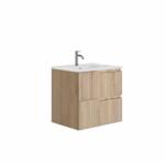 Gala Set mobilier suspendat cu 2 sertare Gala Canaletto cu lavoar 60 cm, lemn bej mat (7903343) (7903343)