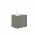 Gala Set mobilier suspendat cu 2 sertare Gala Canaletto cu lavoar 60 cm, verde mat (7903305) (7903305)
