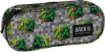 DERFORM Minecraft mintás tolltartó, beledobálós, ovális, BackUp, 2026, A78, szürke, zöld kockákkal (DFM-PB8A78) - mesescuccok